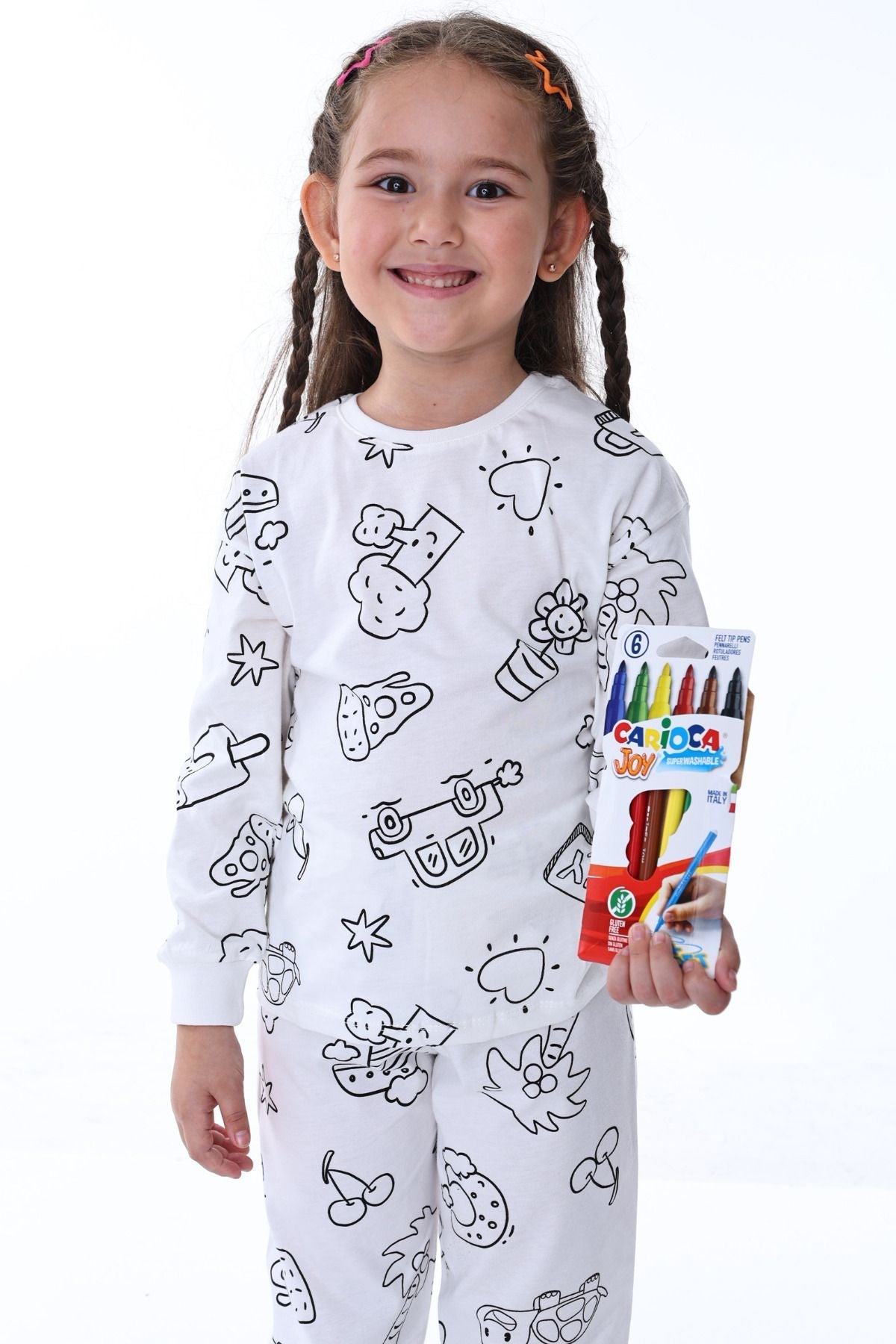 En Sevimli Figürleri Özel Kalemi ile BOYANABİLİR Çocuk Pijama Takımı (Yıkama Sonrası Leke Bırakmaz)